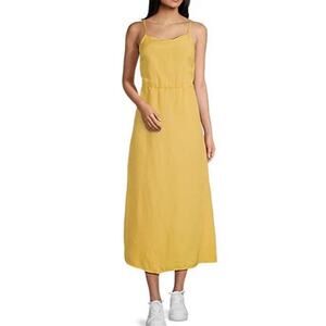 Anthropologie Cloth and Stone yellow open tie on the back midi dress